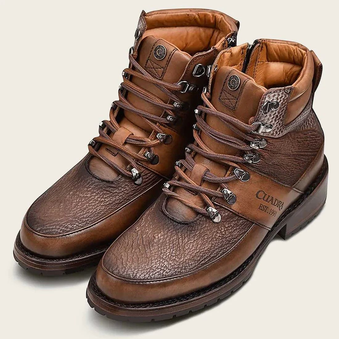 Cuadra | Engraved Honey Leather Urban Boot
