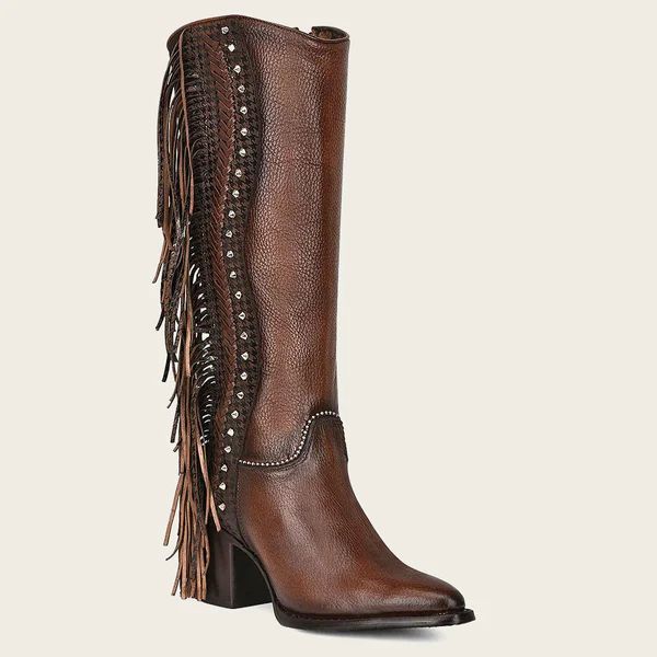 Cuadra | Handmade Braiding Brown Leather Boot