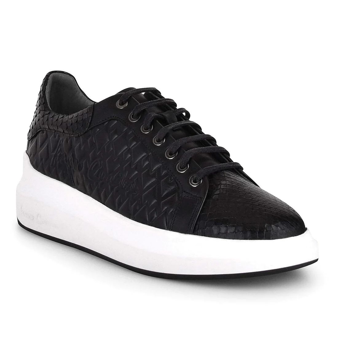 Cuadra | Genuine Python Black Leather Sneakers