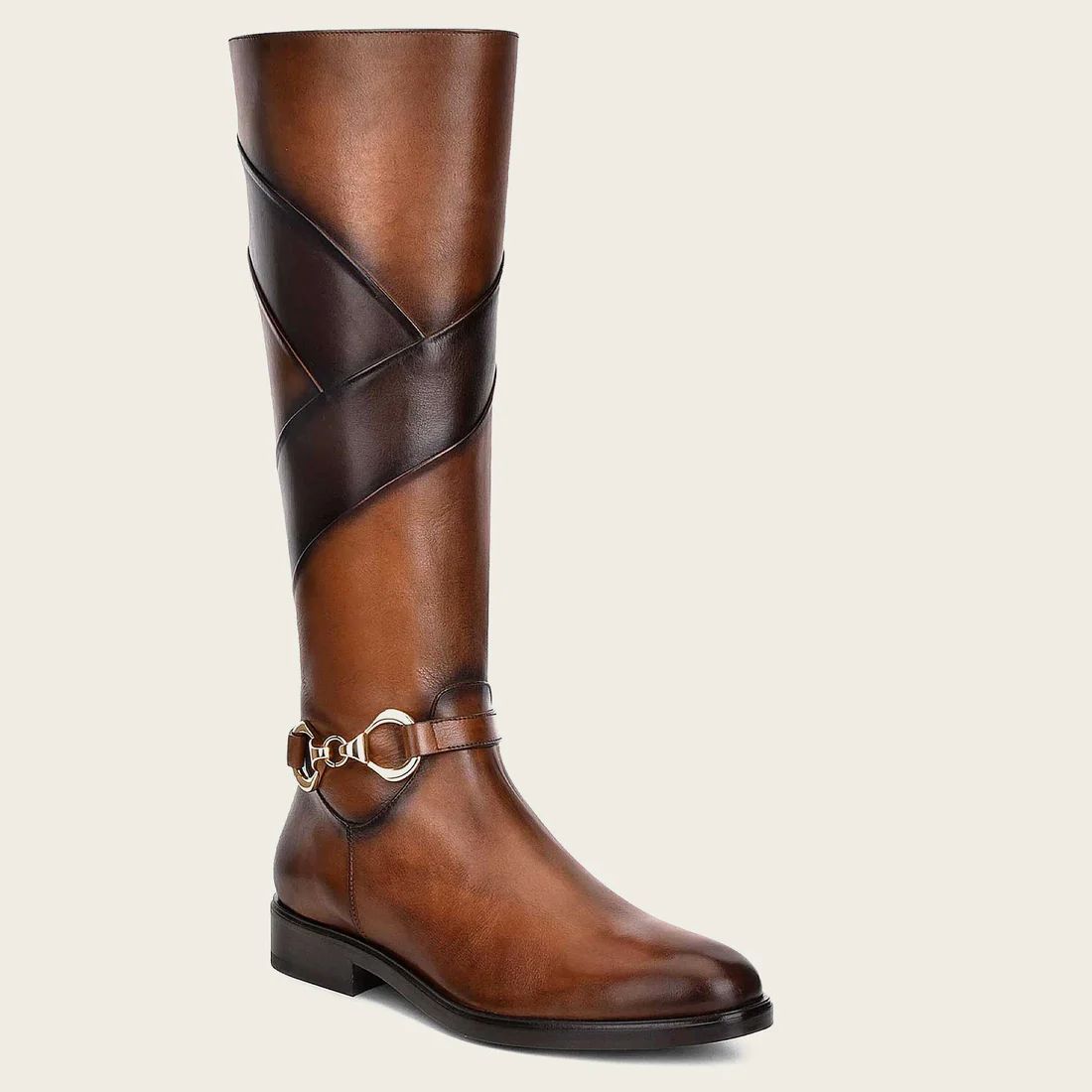 Cuadra | Hand-Painted Honey Leather Riding Boot With Contrasting Colors