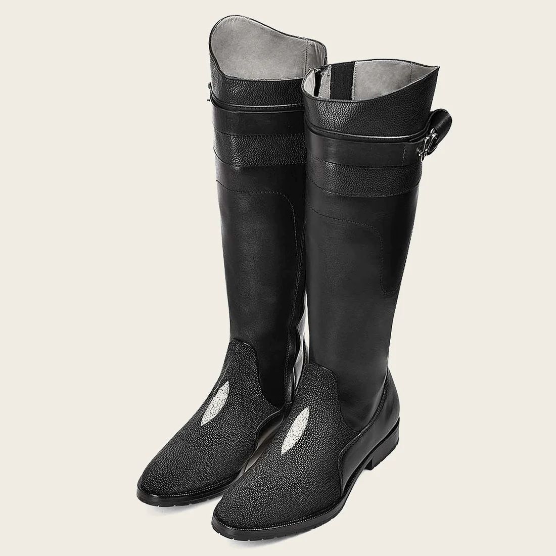 Cuadra | Black Exotic Stingray Riding Boot