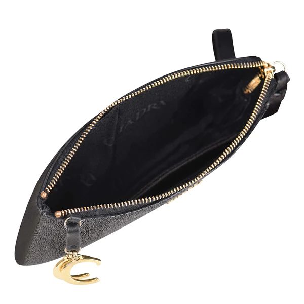 Cuadra | Black Cuadra Wristlet For Women With Hanging Cuadra Monogram - Click Image to Close