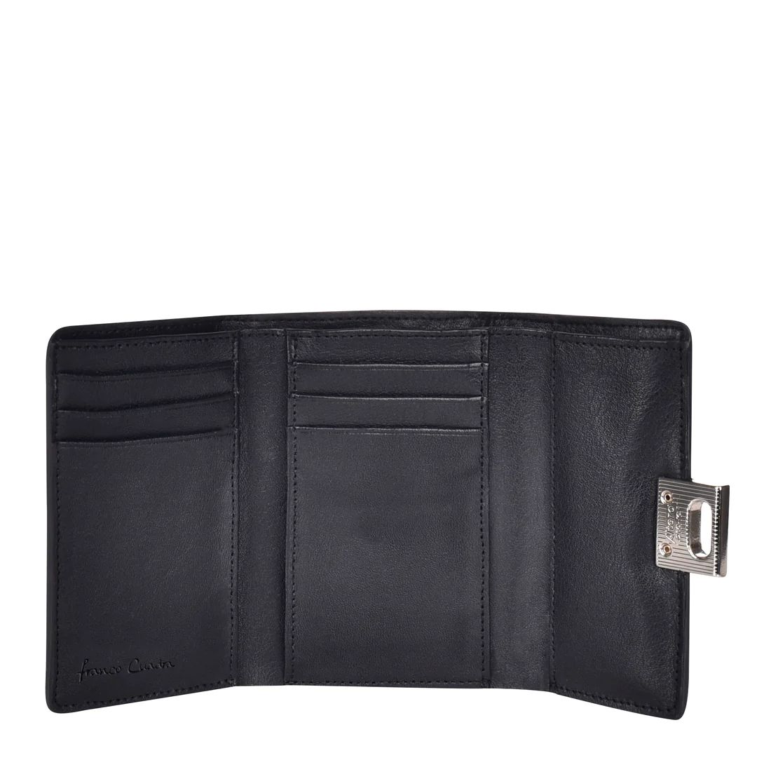 Cuadra | Engraved Black Leather Trifold Wallet