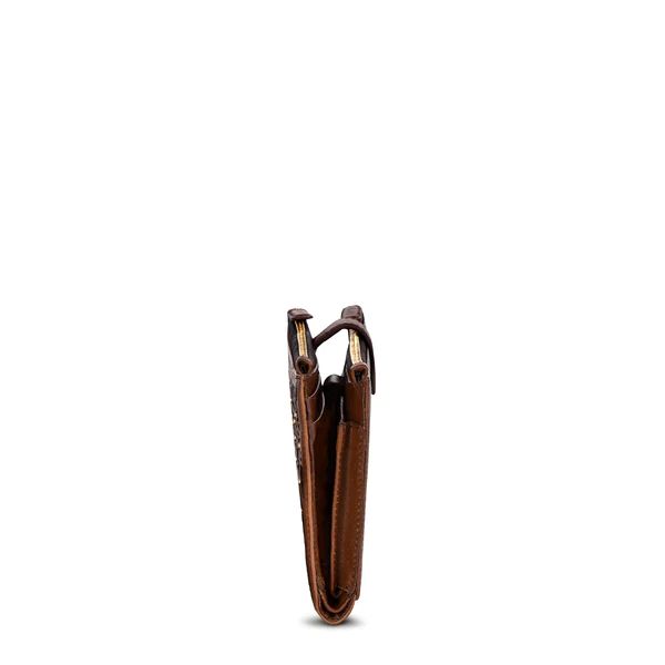 Cuadra | Cuadra Laser Cut Monogram Brown Leather Wallet