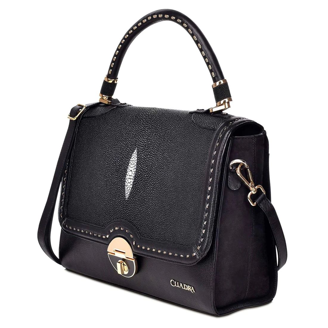 Cuadra | Handwoven Black Leather Satchel Bag