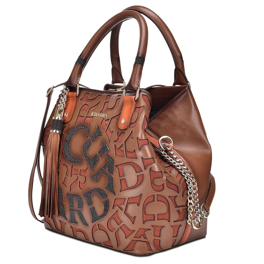 Cuadra | Laser Cut Honey Leather Tote Bag