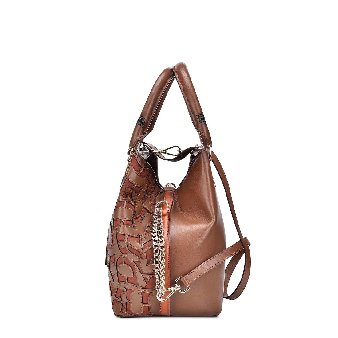 Cuadra | Laser Cut Honey Leather Tote Bag