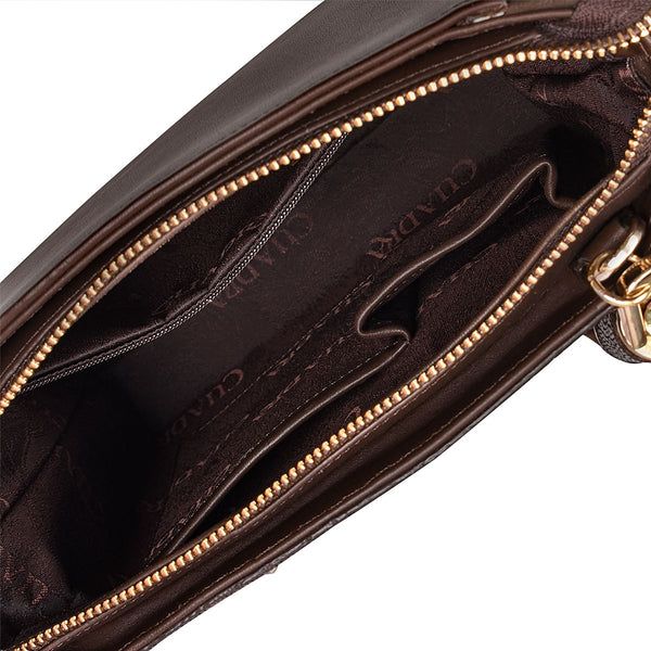 Cuadra | Studded Brown Leather Crossbody Bag