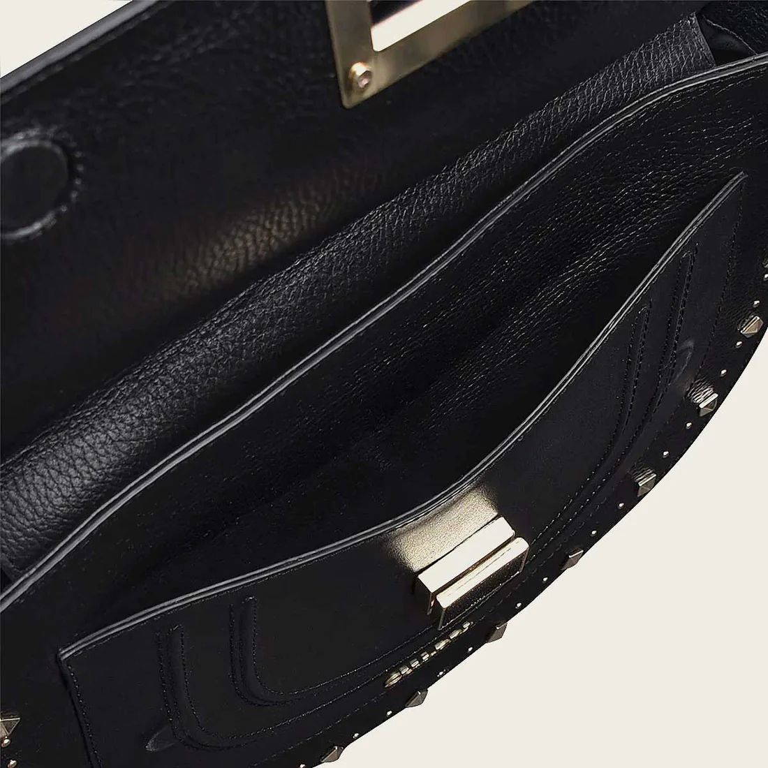 Cuadra | Black Genuine Stingray Leather Studs Handbag