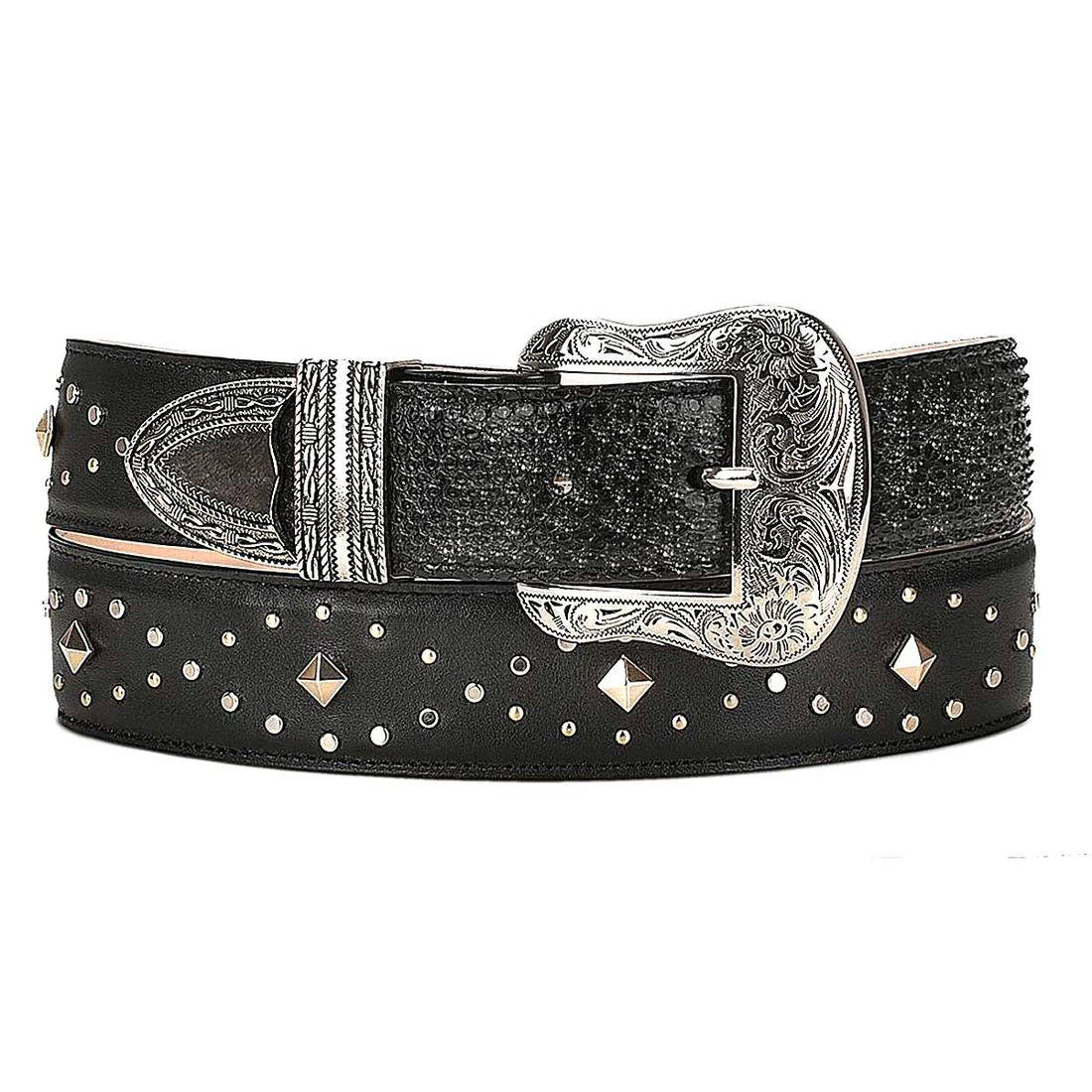 Cuadra | Handwoven Black Exotic Leather Cowgirl Belt