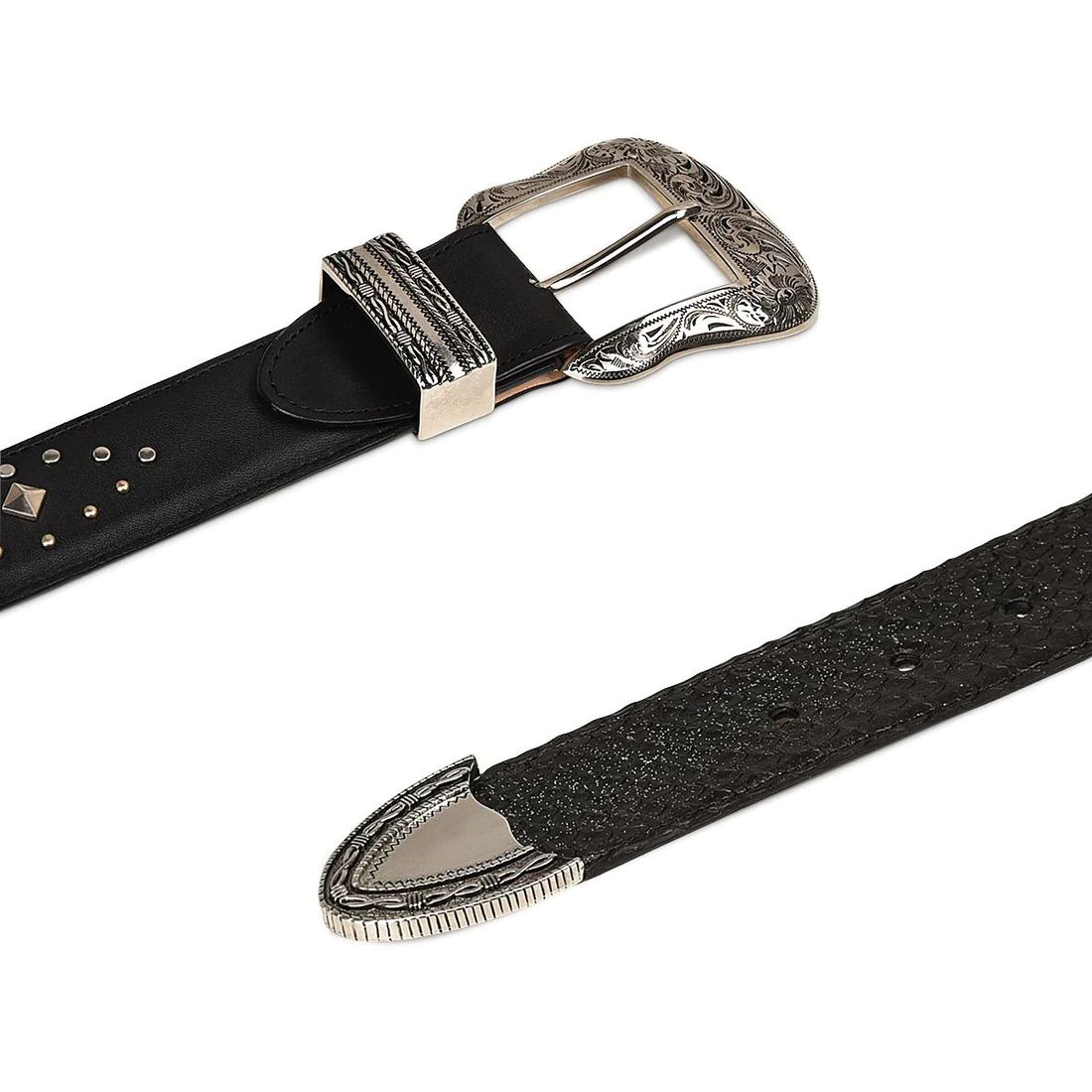 Cuadra | Handwoven Black Exotic Leather Cowgirl Belt