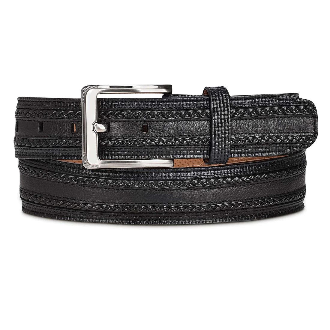 Cuadra | Engraved Black Leather Belt