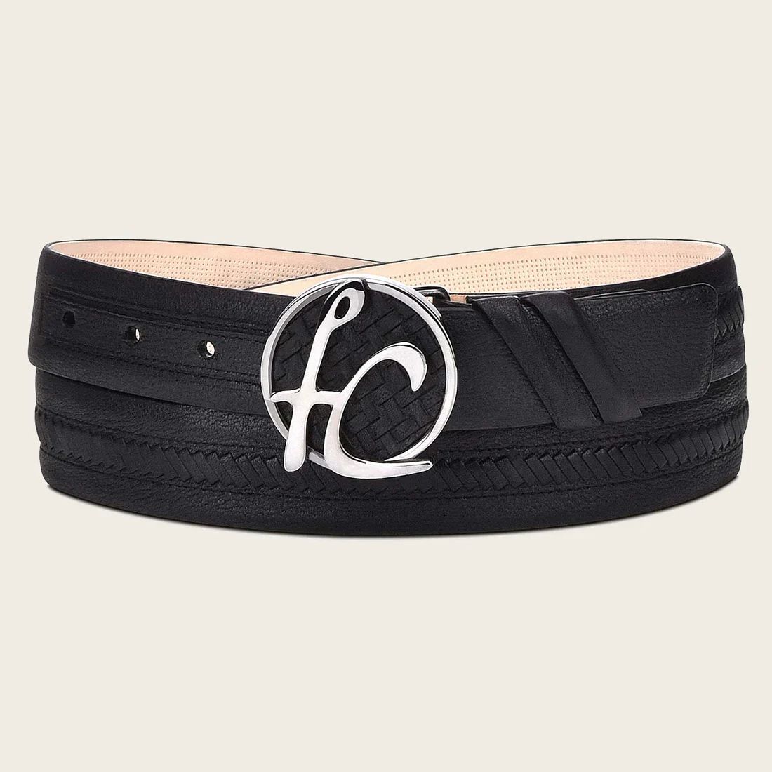 Cuadra | Handwoven Black Leather Belt