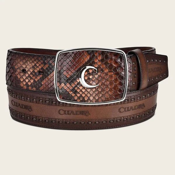 Cuadra | Engraved Brown Leather Western Belt