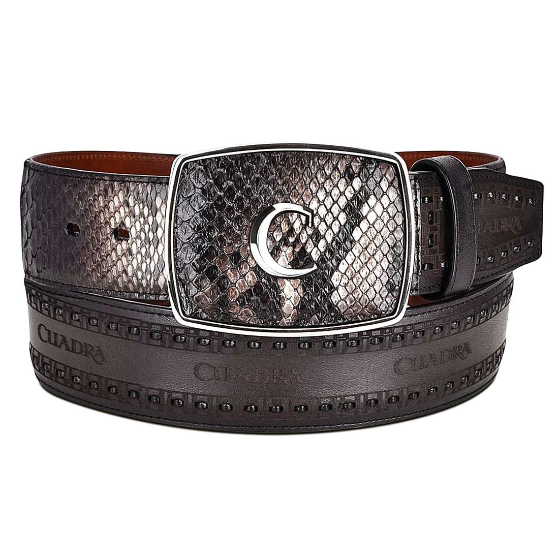 Cuadra | Engraved Black Leather Western Belt