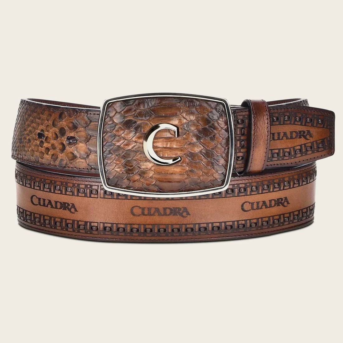 Cuadra | Engraved Honey Leather Western Belt