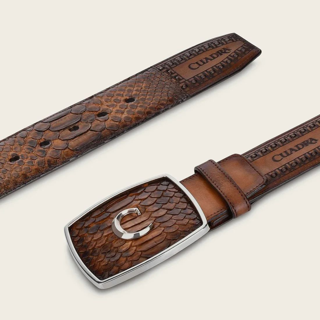 Cuadra | Engraved Honey Leather Western Belt