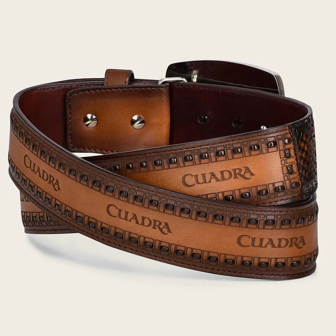 Cuadra | Engraved Honey Leather Western Belt