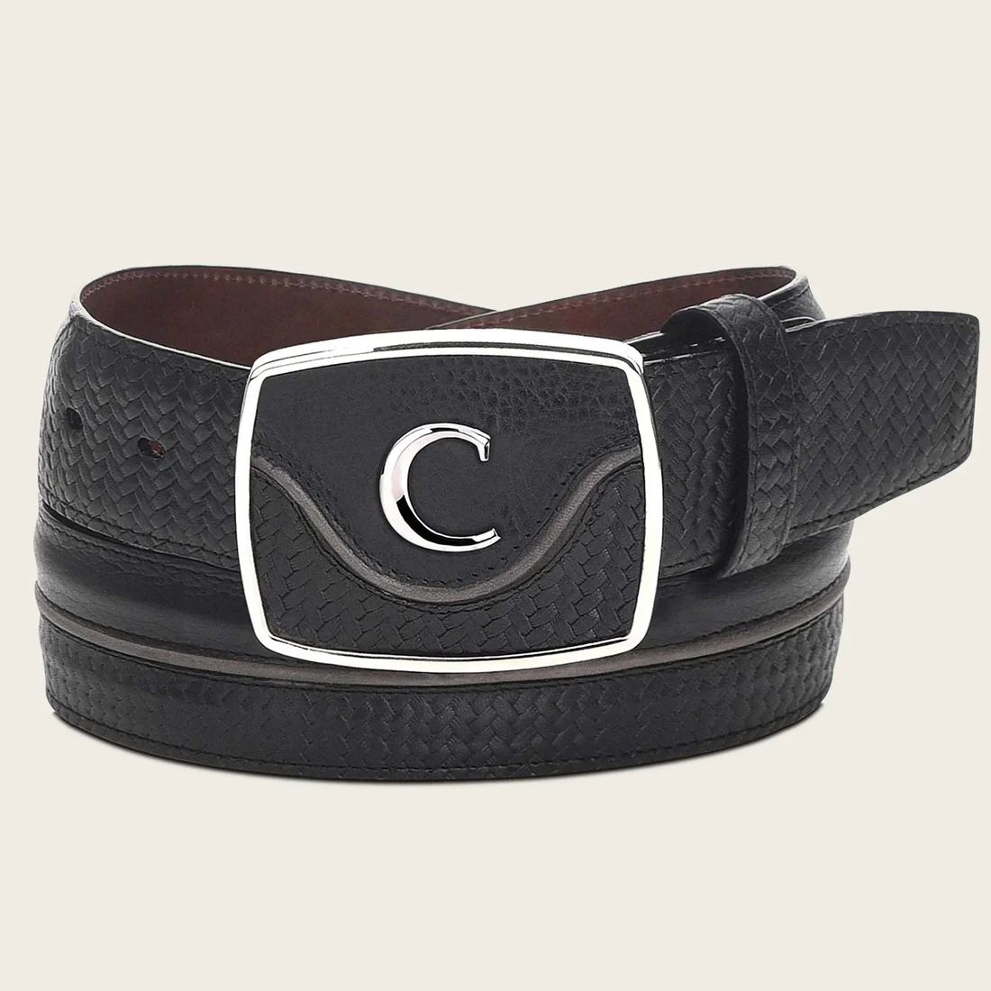 Cuadra | Engraved Black Leather Western Belt