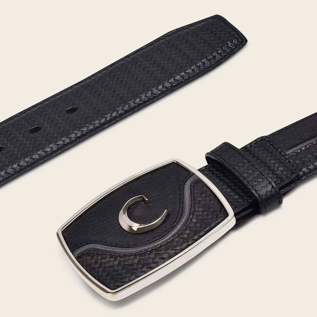 Cuadra | Engraved Black Leather Western Belt