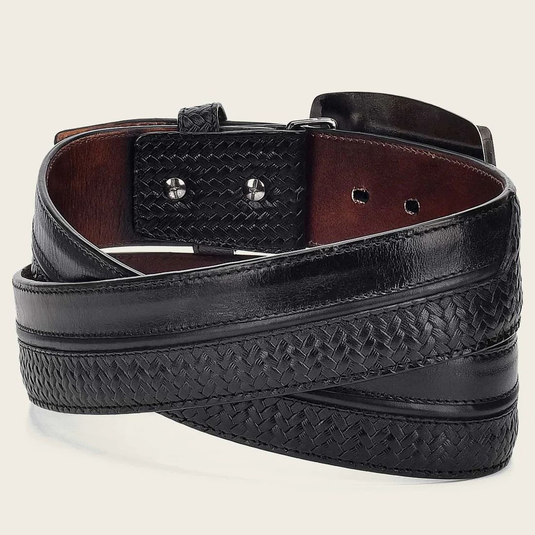 Cuadra | Engraved Black Leather Western Belt