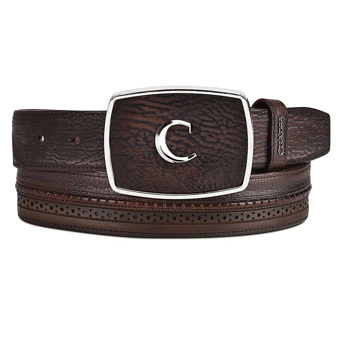 Cuadra | Dark Brown Perforated Western Belt