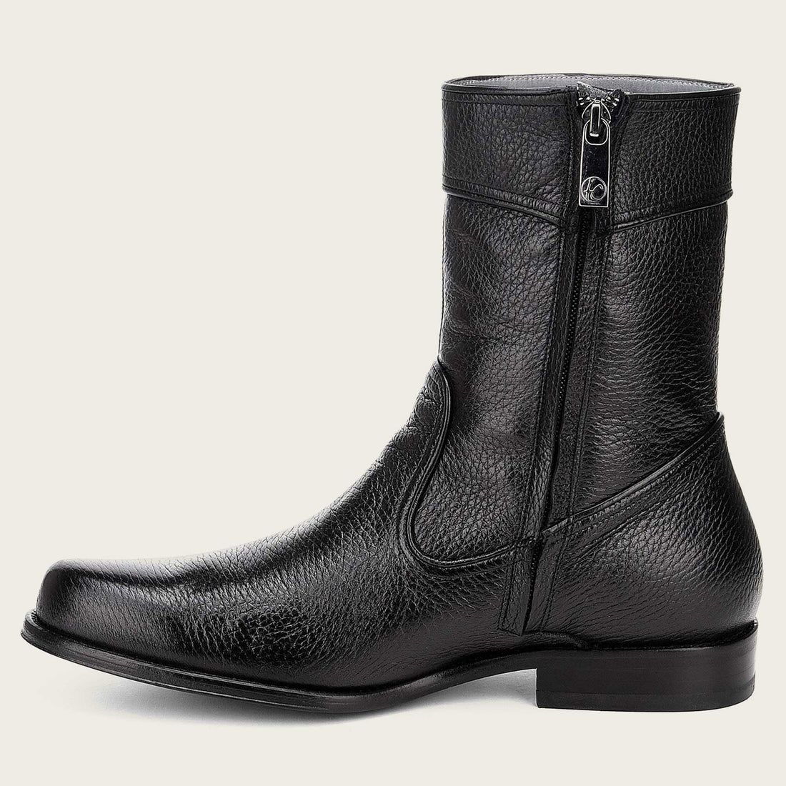 Cuadra | Hand-Painted Black Leather Boot With Bumped Rims