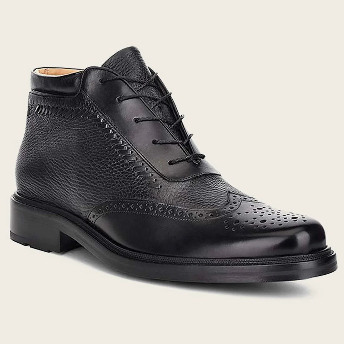 Cuadra | Black Leather Oxford Bootie