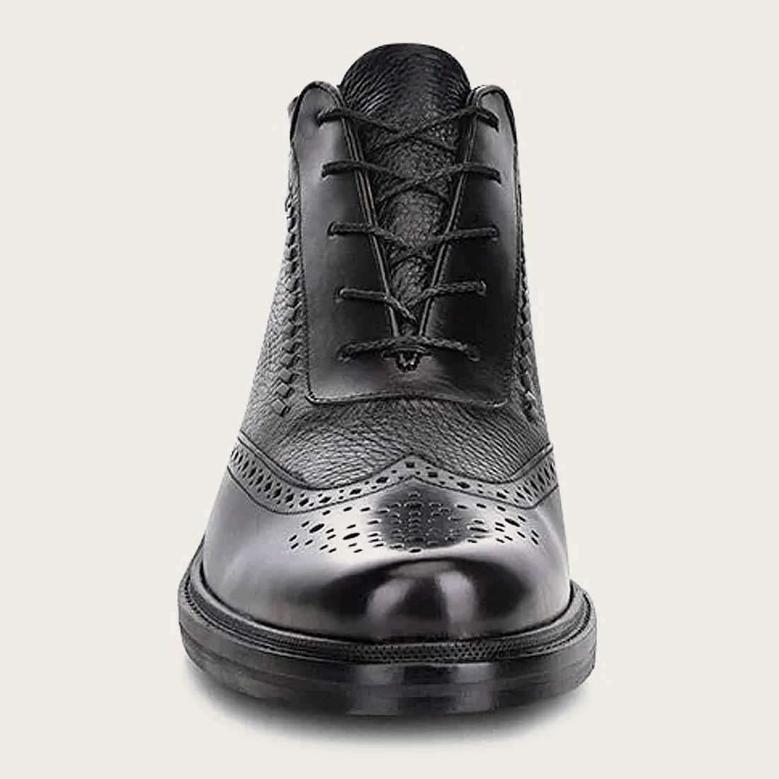 Cuadra | Black Leather Oxford Bootie