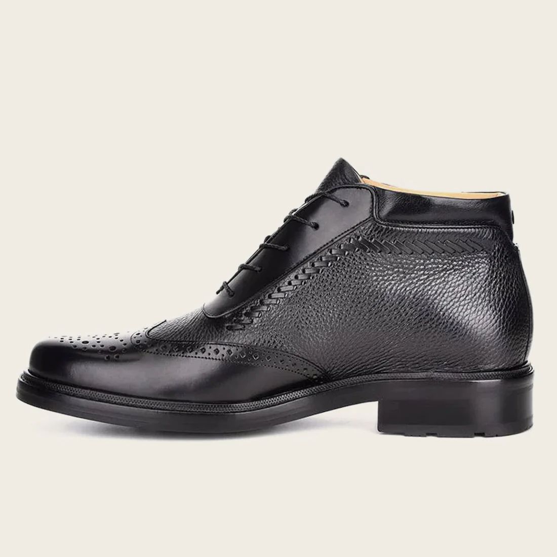 Cuadra | Black Leather Oxford Bootie