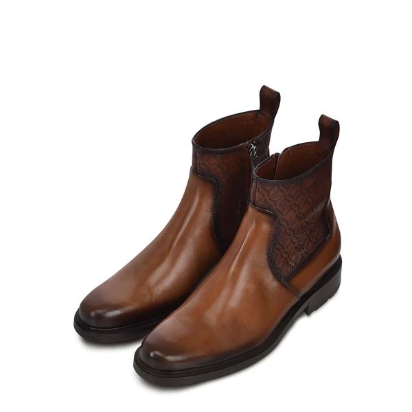 Cuadra | Hand-Painted Honey Leather Engraved Boot