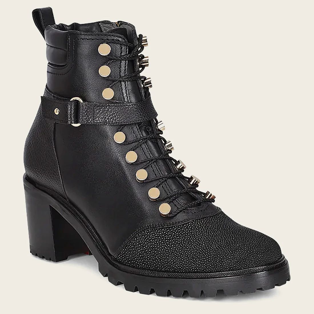 Cuadra | High Heel Urban Black Exotic Leather Bootie